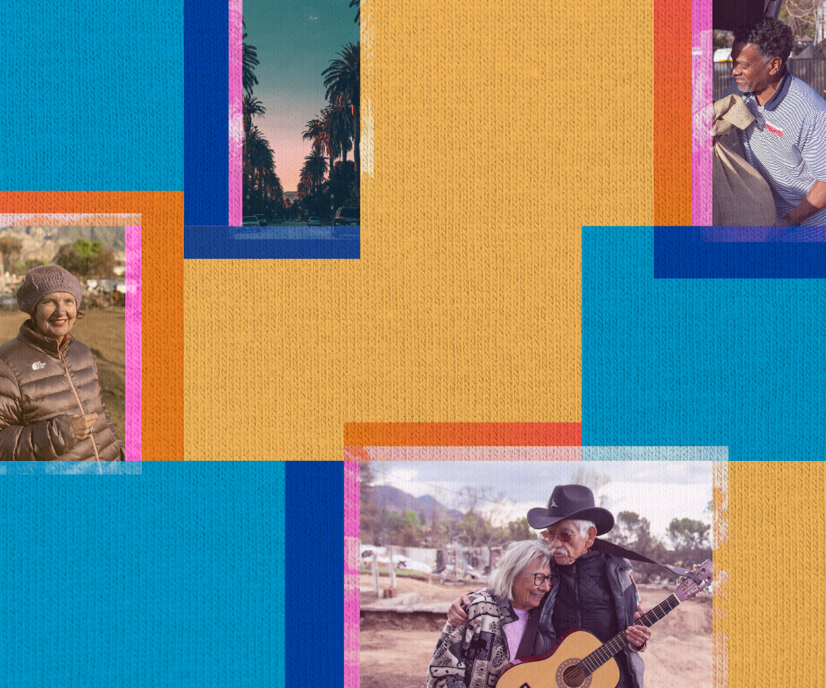 Collage of LA residents after the fires.